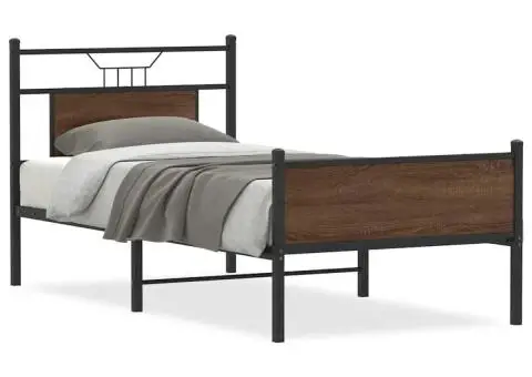 Cadru pat fără saltea stejar maro, 90x190 cm, lemn prelucrat - 2/5