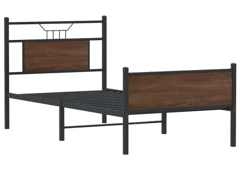 Cadru pat fără saltea stejar maro, 90x190 cm, lemn prelucrat - 3/5