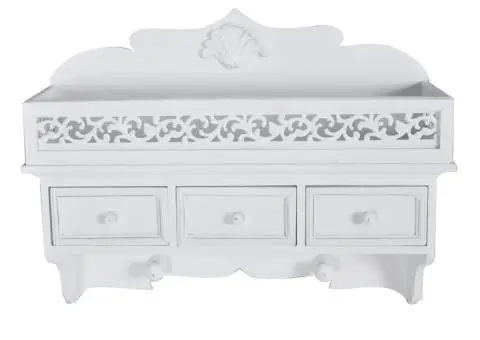 Raft/Cuier de perete, cu 3 sertare și 2 cârlige - 2/5