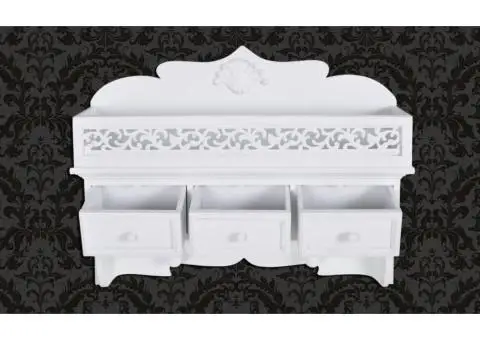 Raft/Cuier de perete, cu 3 sertare și 2 cârlige - 4/5