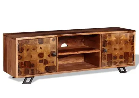 Comodă TV din lemn de acacia masiv, 120 x 30 x 40 cm - 1/5