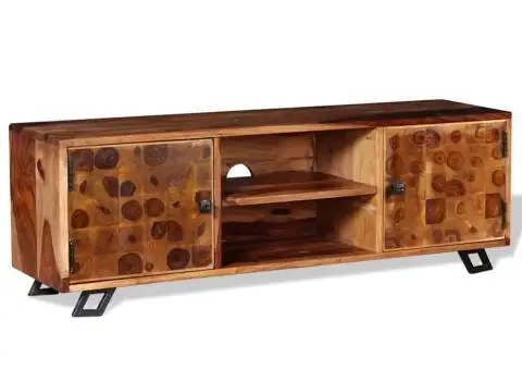 Comodă TV din lemn de acacia masiv, 120 x 30 x 40 cm - 2/5