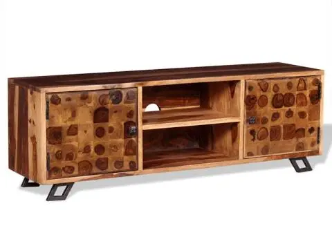 Comodă TV din lemn de acacia masiv, 120 x 30 x 40 cm - 4/5