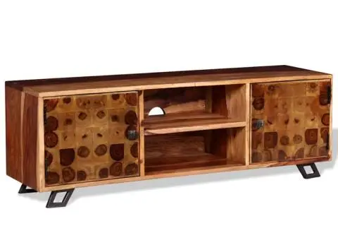 Comodă TV din lemn de acacia masiv, 120 x 30 x 40 cm - 5/5