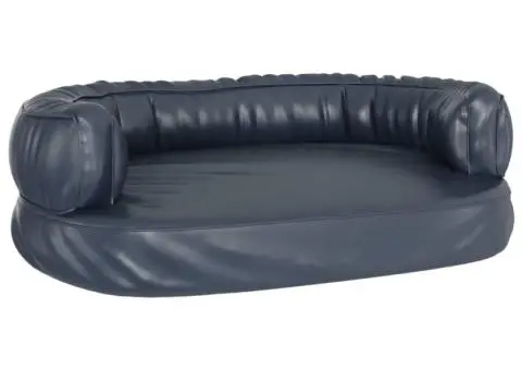 Pat pentru câini spumă ergonomică albastru 60x42 cm piele eco - 2/5