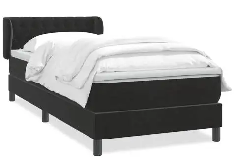 Pat box spring cu saltea, negru, 80x220 cm, catifea - 2/5