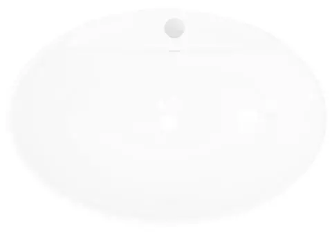 Chiuvetă ovală cu preaplin & orificiu robinet, ceramică de lux - 3/5