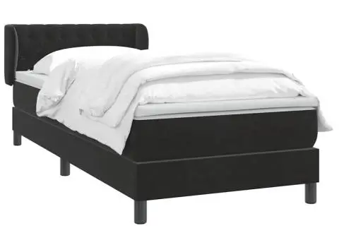 Pat box spring cu saltea, negru, 80x220 cm, catifea - 3/5