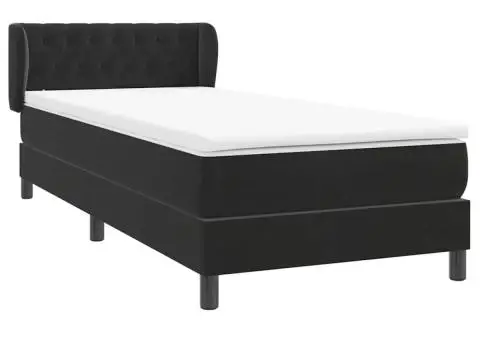 Pat box spring cu saltea, negru, 80x220 cm, catifea - 4/5