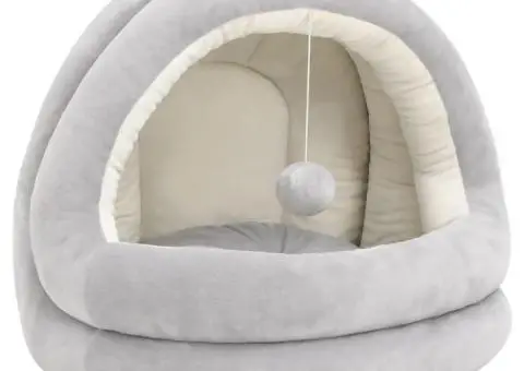 Pat pentru pisici, gri și crem, 50x50x45 cm - 2/5