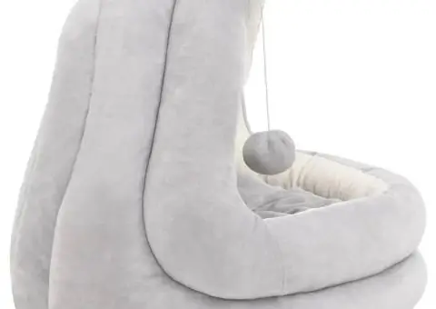 Pat pentru pisici, gri și crem, 50x50x45 cm - 4/5