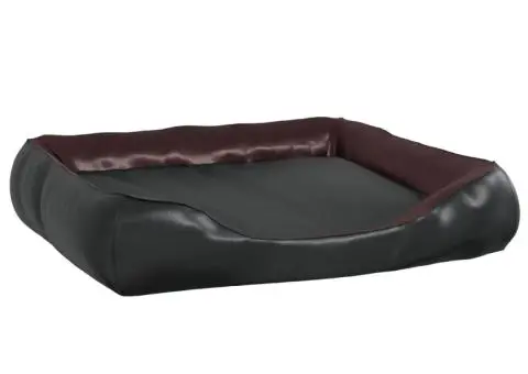 Pat pentru câini, negru și maro 105x80x25 cm piele ecologică - 2/5