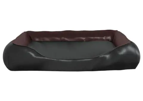 Pat pentru câini, negru și maro 105x80x25 cm piele ecologică - 4/5