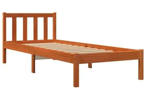 Pat de zi fără saltea, maro ceruit, 90x200 cm, lemn masiv pin - 3/5