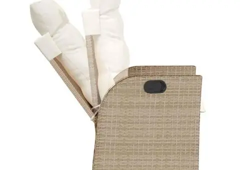 Set de masă pentru grădină, 9 piese, cu perne, bej, poliratan - 4/5