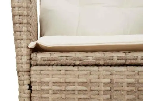 Set de masă pentru grădină, 9 piese, cu perne, bej, poliratan - 5/5