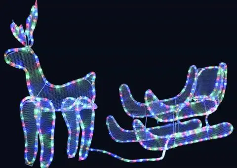 Instalație lumini Crăciun, ren și sanie cu plasă, 432 LED-uri - 2/5