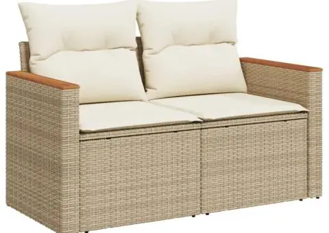 Set canapele de grădină cu perne, 5 piese, bej, poliratan - 5/5