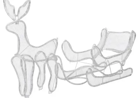 Instalație lumini Crăciun, ren și sanie cu plasă, 432 LED-uri - 3/5