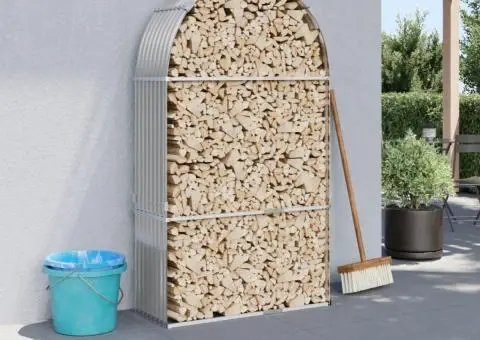 Suport de bușteni, gri deschis, 120x45x210 cm, oțel galvanizat - 1/5