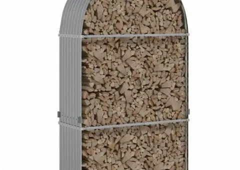 Suport de bușteni, gri deschis, 120x45x210 cm, oțel galvanizat - 3/5