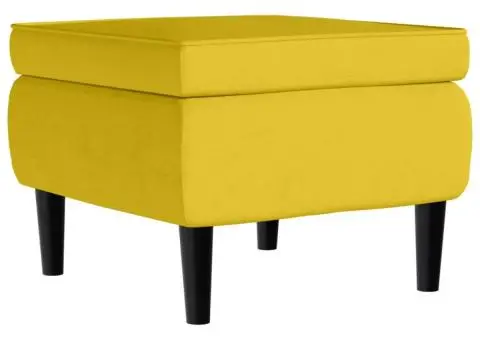 Scaun cu picioare din lemn, galben, catifea - 2/5