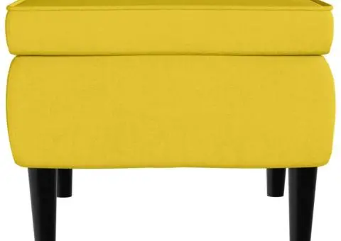 Scaun cu picioare din lemn, galben, catifea - 3/5