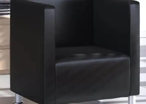 Fotoliu cub din piele ecologică neagră - 1/4