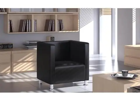 Fotoliu cub din piele ecologică neagră - 3/4