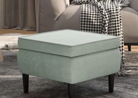 Scaun cu picioare din lemn, gri deschis, catifea - 1/5