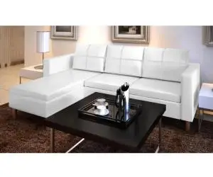 vidaXL Canapea modulară cu 3 locuri, piele artificială, alb
