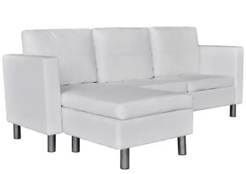 Canapea modulară cu 3 locuri, piele artificială, alb - 2/5