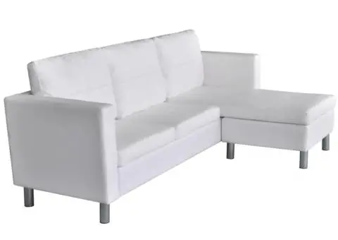 Canapea modulară cu 3 locuri, piele artificială, alb - 3/5