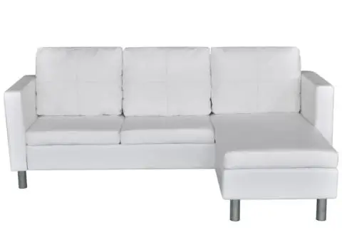 Canapea modulară cu 3 locuri, piele artificială, alb - 4/5