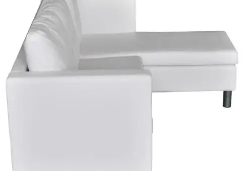 Canapea modulară cu 3 locuri, piele artificială, alb - 5/5