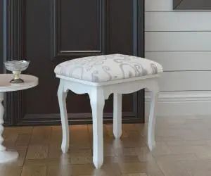 vidaXL Taburet pentru dressing, alb crem, material textil
