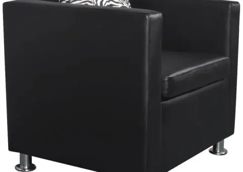 Fotoliu cub din piele ecologică neagră - 2/5