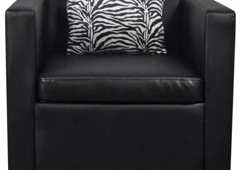 Fotoliu cub din piele ecologică neagră - 3/5