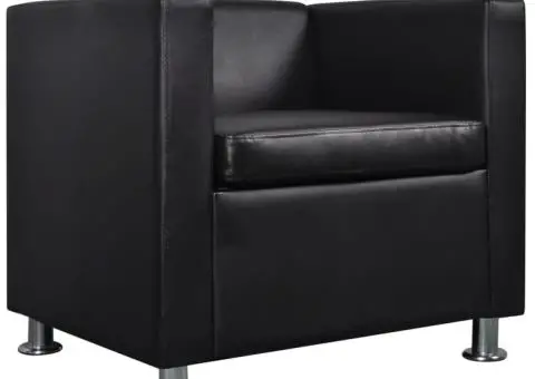 Fotoliu cub din piele ecologică neagră - 4/5