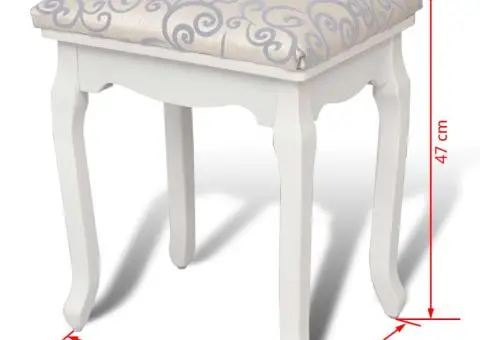 Taburet pentru dressing, alb crem, material textil - 5/5