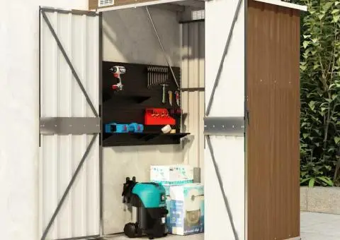 Șopron grădină/montaj perete maro 118x100x178cm oțel galvanizat - 1/5