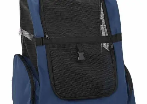 Cărucior pentru animale de companie 3 în 1, design albastru, 48x32x57 cm, material Oxford - 1/5