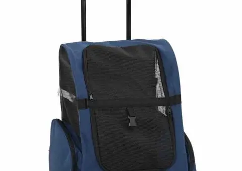 Cărucior pentru animale de companie 3 în 1, design albastru, 48x32x57 cm, material Oxford - 2/5