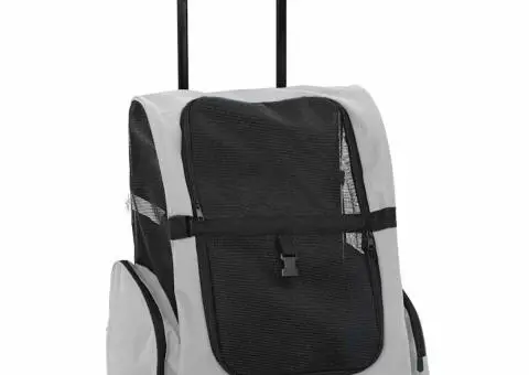 Cărucior pentru animale de companie 3 în 1, gri, 48x32x57 cm, material Oxford - 2/5