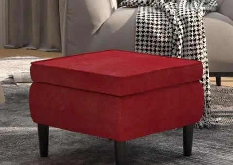 Scaun cu picioare din lemn, roșu vin, catifea - 1/5