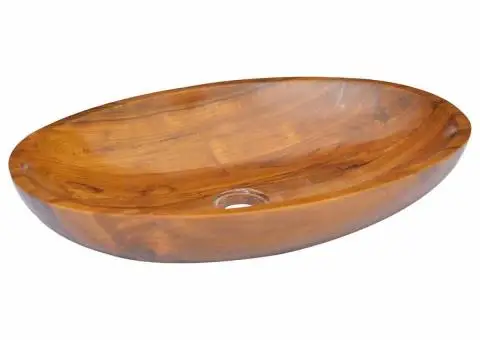 Chiuvetă, 60x40x10 cm, lemn masiv de tec - 3/5