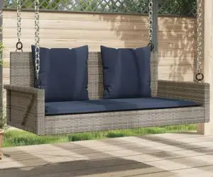 vidaXL Balansoar cu perne gri 119x56x48 cm, poliratan