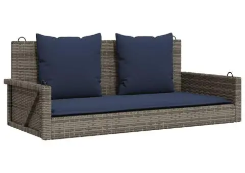 Balansoar cu perne gri 119x56x48 cm, poliratan - 2/5