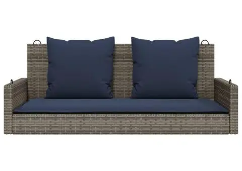 Balansoar cu perne gri 119x56x48 cm, poliratan - 4/5