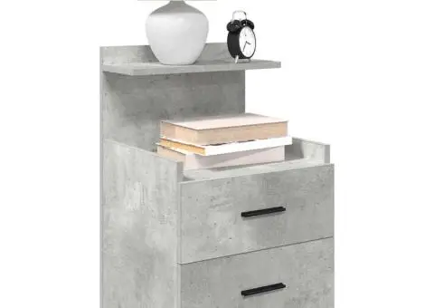Noptiere 2 buc. cu 2 sertare, gri beton, 40x36,5x62 cm - 1/5